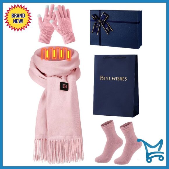 Accessories - Heated Scarf Set with Touchscreen Gloves & Thermal Socks Gift Box